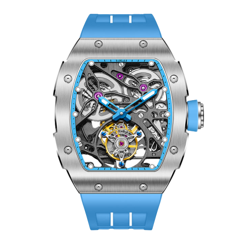 1908 Automatic Tourbillon Double Spring Blue - Azzurro