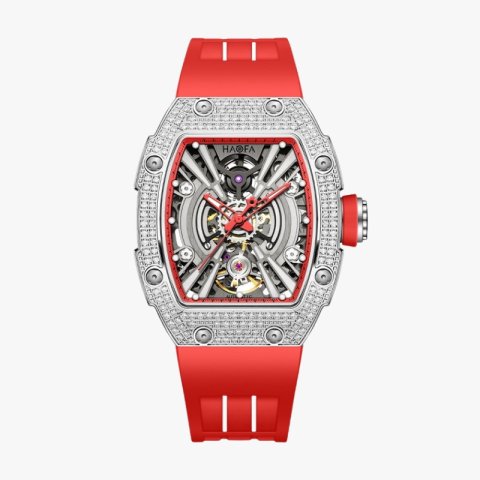 1907L  Automatic Watch Crystal Bezel Red - Rosso